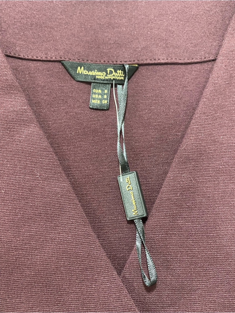 Massimo Dutti Burgundy Plum V-Neck Long Sleeve Dress - Picture 7 of 16